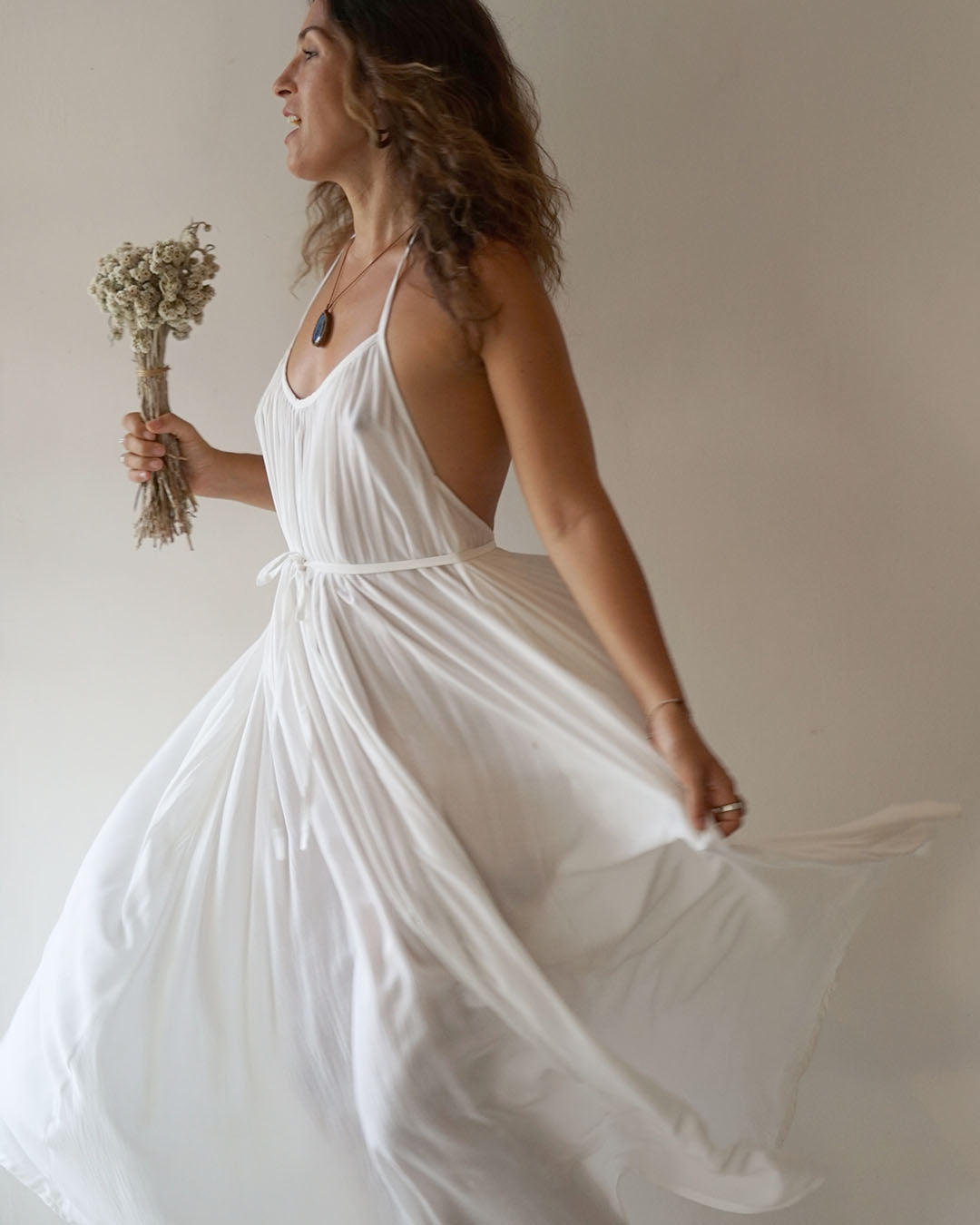 Woman wearing white coloured dress